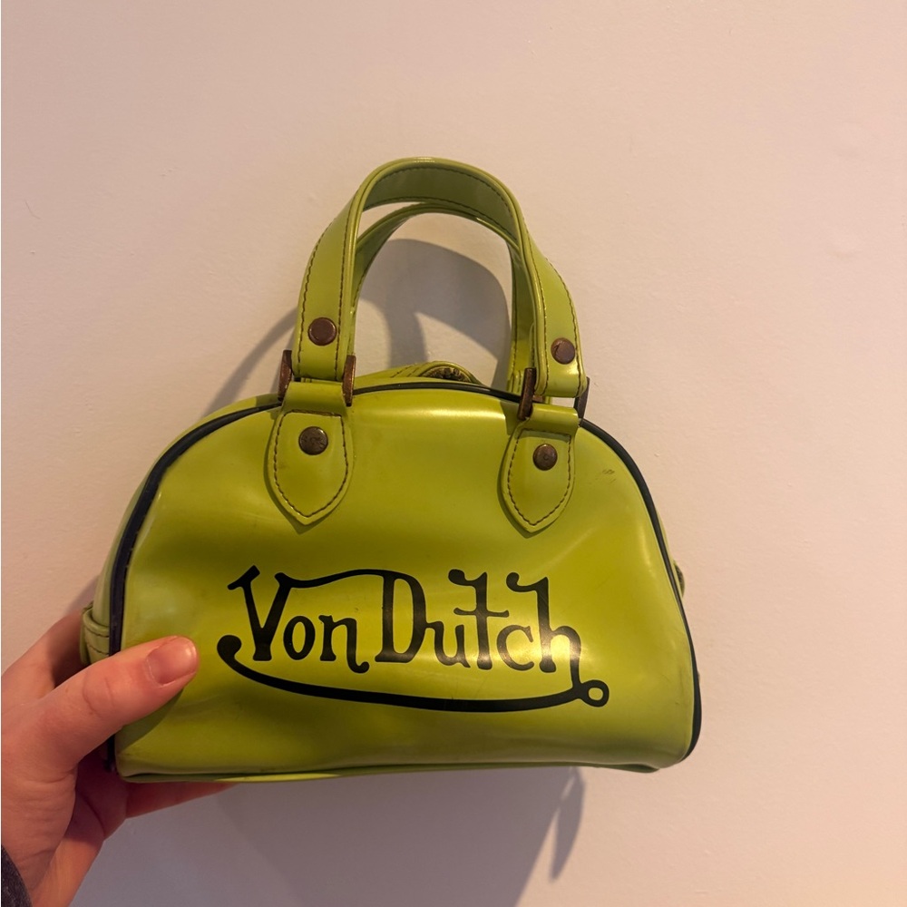 Von Dutch Neon Green Patent Mini Tote